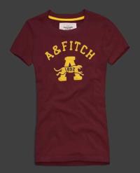 dames abercrombie fitch korte tees geel rode wijn Winkel Hoenzadriel ww6mp203